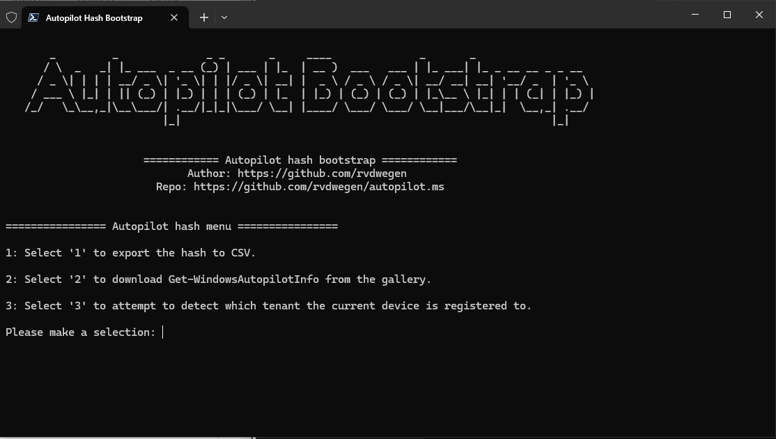 Screenshot of Autopilot.ms tool